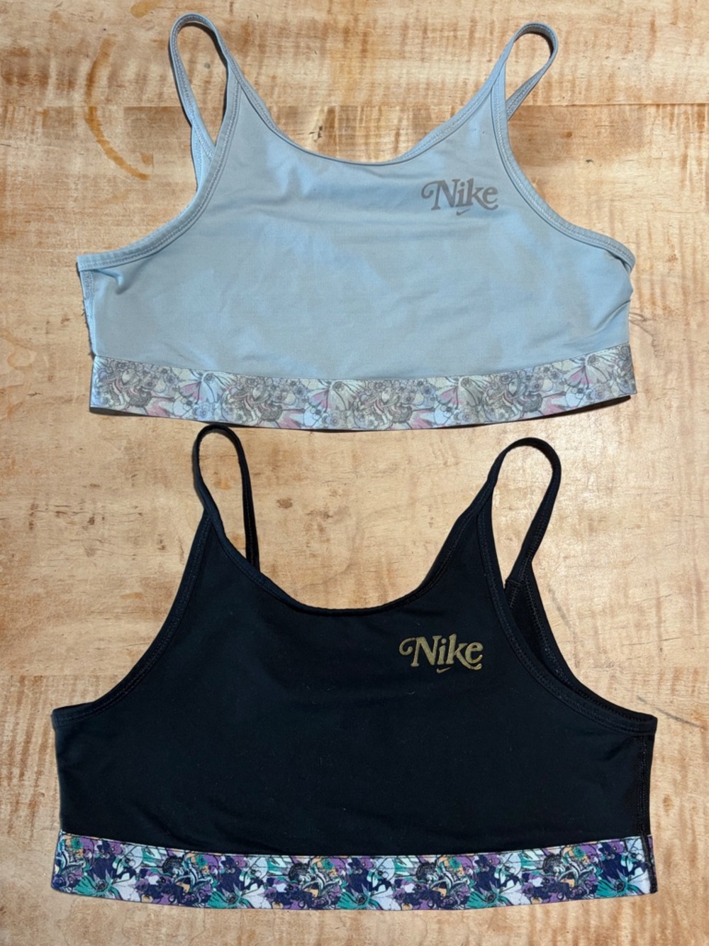 Nike 2 Pack of Sports Bras — Light Gray & Black Size youth large